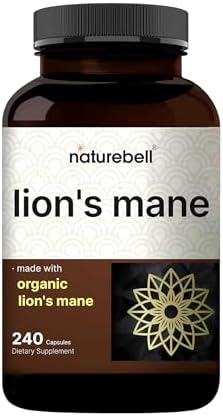 NatureBell Melena de León - 240 Cápsulas - Cuerpo Frutal Orgánico y Micelio - Soporte para Cerebro, Inmunidad y Energía - Extracto de Alta Potencia - - imagen 1
