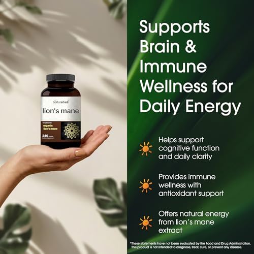 NatureBell Melena de León - 240 Cápsulas - Cuerpo Frutal Orgánico y Micelio - Soporte para Cerebro, Inmunidad y Energía - Extracto de Alta Potencia - - imagen 4