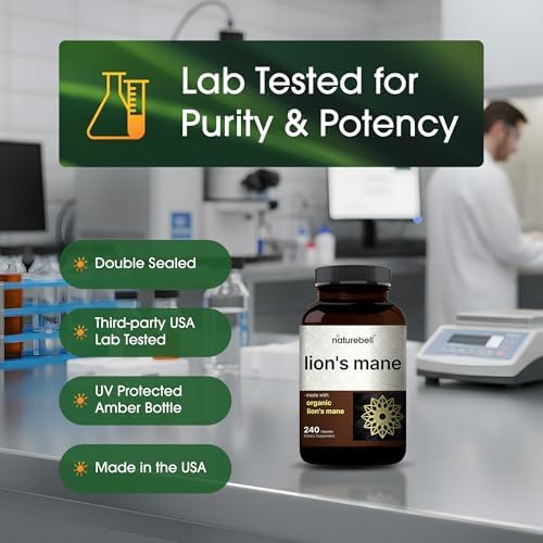 NatureBell Melena de León - 240 Cápsulas - Cuerpo Frutal Orgánico y Micelio - Soporte para Cerebro, Inmunidad y Energía - Extracto de Alta Potencia - - imagen 5