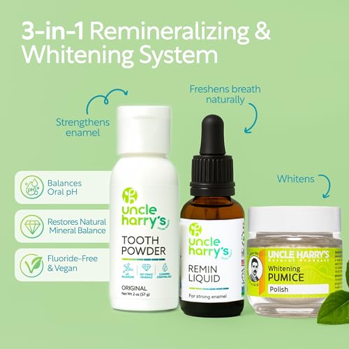 Kit de Remineralización Natural de Uncle Harry's con Blanqueamiento Dental - 3 Productos para Fortalecer Esmalte Débil, Iluminar Sonrisa y Corregir - imagen 2