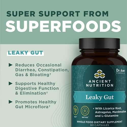 Suplemento de Salud Digestiva Ancient Nutrition para Intestino Permeable, Cápsulas de 60, con Raíz de Regaliz, Astrágalo, Malvavisco y L-Glutamina, - imagen 3