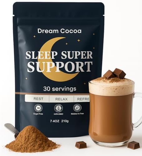 Cacao Caliente de Magnesio – Bebida Natural para Dormir sin Melatonina con Hongo Reishi, L-Teanina y Zinc Glicinato – 30 Porciones para Relajación y - imagen 1