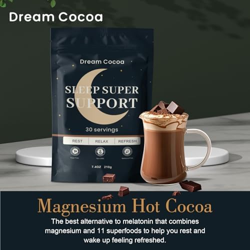 Cacao Caliente de Magnesio – Bebida Natural para Dormir sin Melatonina con Hongo Reishi, L-Teanina y Zinc Glicinato – 30 Porciones para Relajación y - imagen 3