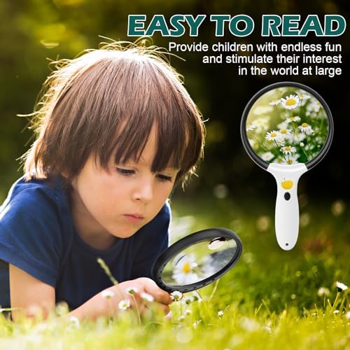 Lupa Grande con Luz, 10X 25X 45X, Lupa de Mano Iluminada con 3 Modos de Luz, 12 LEDs, Bolsa de Almacenamiento y Paño de Limpieza para Lectura y - imagen 7