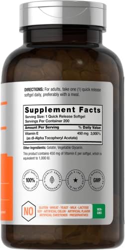 Cápsulas de Gel Suave Horbäach Vitamina E 1000 IU | 200 Unidades | Sin OGM, Sin Gluten, Sin Conservadores | Aceite de Vitamina E - imagen 2