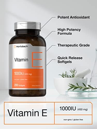 Cápsulas de Gel Suave Horbäach Vitamina E 1000 IU | 200 Unidades | Sin OGM, Sin Gluten, Sin Conservadores | Aceite de Vitamina E - imagen 3