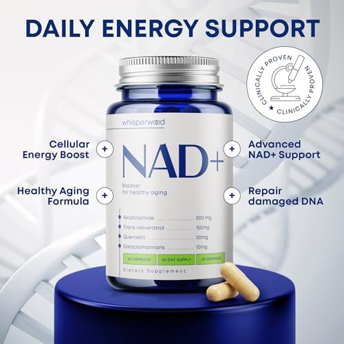 Suplemento de NAD+ con Nicotinamida Ribósido, Trans Resveratrol y Quercetina – Complejo NAD Plus para Energía, Cerebro y Soporte Mitocondrial – - imagen 2