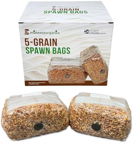 Bolsas de Spawn de Champiñones Premium Myco Labs de 5 Granos | Grano Esterilizado con Puertos de Inyección | 2 Cuartos por Bolsa | 2 Bolsas por Caja - imagen 1