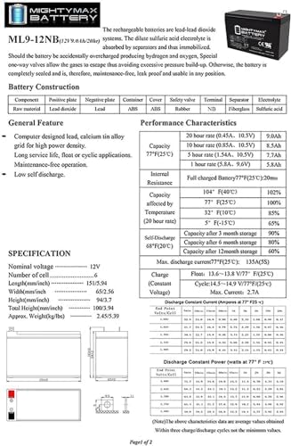 Batería de Reemplazo Mighty Max 12V 9AH para Generadores Portátiles Generac XG8000E - imagen 6