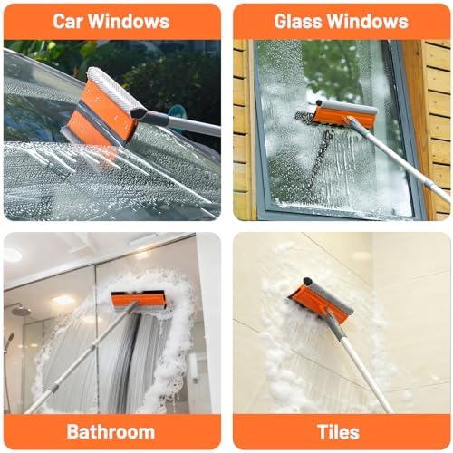 Eazer Limpiador de Ventanas Profesional de 46'', Herramienta 2 en 1 con Escobilla Rotativa y Extensión de 20'' a 46'' para Ducha y Parabrisas - imagen 7