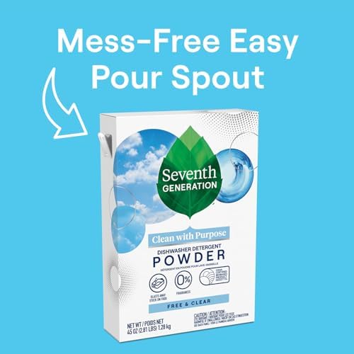 Detergente en Polvo para Lavavajillas Seventh Generation + Enjuague, Libre de Fragancias, Biodegradable y a Base de Plantas, Seguro para Fosas - imagen 3