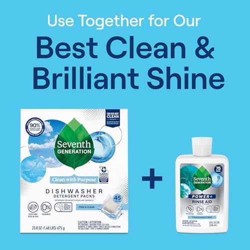 Detergente en Polvo para Lavavajillas Seventh Generation + Enjuague, Libre de Fragancias, Biodegradable y a Base de Plantas, Seguro para Fosas - imagen 6