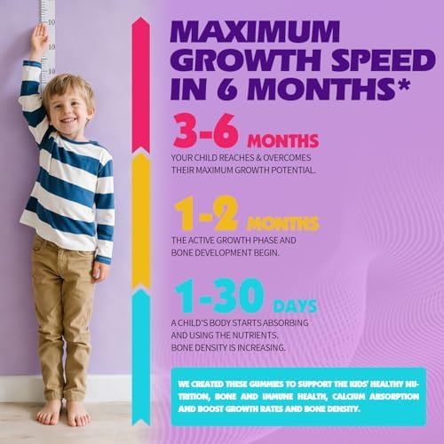 Gomitas Crasye para Crecimiento en Niños y Adolescentes - Calcio, Vitamina D3 + K2, Zinc, Magnesio, L-Arginina - Multivitamínicos para Huesos y - imagen 3