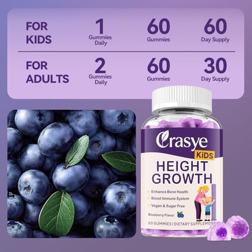 Gomitas Crasye para Crecimiento en Niños y Adolescentes - Calcio, Vitamina D3 + K2, Zinc, Magnesio, L-Arginina - Multivitamínicos para Huesos y - imagen 7