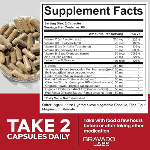 Cápsulas de L-Lisina 250mg de Bravado Labs – Apoyo Inmunológico y para Herpes Labial – Veganas, No Transgénicas, Sin Alérgenos, Probadas por - imagen 7
