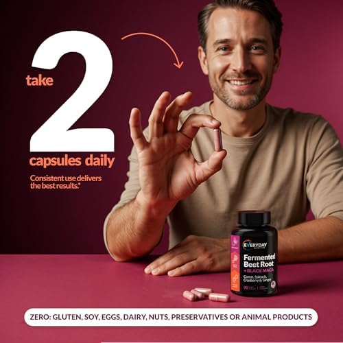 Cápsulas Orgánicas de Remolacha Fermentada y Maca Negra EVERYDAY NUTRITION con Zanahoria, Espinaca, Arándano y Jengibre | Superalimento para Energía - imagen 8