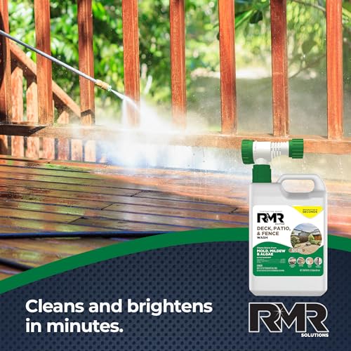 Limpiador RMR para Decks, Patios y Cercas - Removedor de Manchas Comercial para Moho, Mildiu y Algas, Botella de 64 Onzas con Adaptador para Manguera - imagen 2