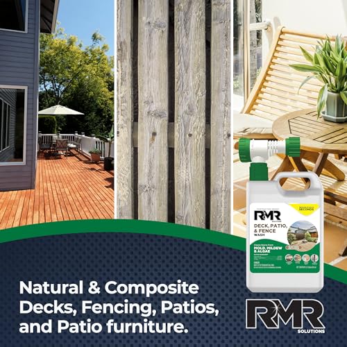 Limpiador RMR para Decks, Patios y Cercas - Removedor de Manchas Comercial para Moho, Mildiu y Algas, Botella de 64 Onzas con Adaptador para Manguera - imagen 3
