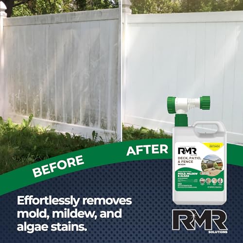 Limpiador RMR para Decks, Patios y Cercas - Removedor de Manchas Comercial para Moho, Mildiu y Algas, Botella de 64 Onzas con Adaptador para Manguera - imagen 4