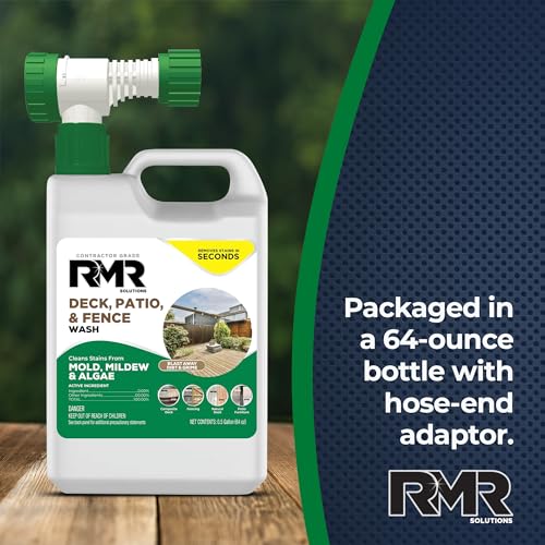 Limpiador RMR para Decks, Patios y Cercas - Removedor de Manchas Comercial para Moho, Mildiu y Algas, Botella de 64 Onzas con Adaptador para Manguera - imagen 5