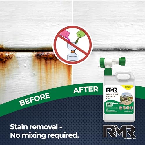 Limpiador RMR para Decks, Patios y Cercas - Removedor de Manchas Comercial para Moho, Mildiu y Algas, Botella de 64 Onzas con Adaptador para Manguera - imagen 6