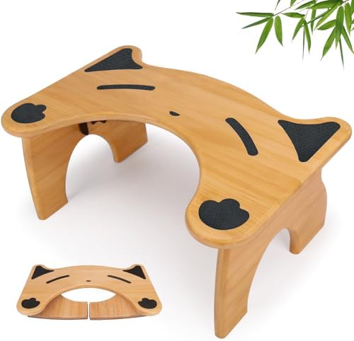 Taburete de Bambú JLKCTHH para Baño, Escalón Plegable de 7 Pulgadas con Almohadillas Antideslizantes - imagen 1
