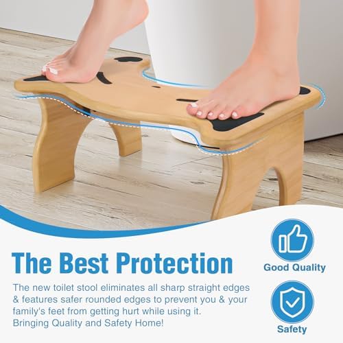 Taburete de Bambú JLKCTHH para Baño, Escalón Plegable de 7 Pulgadas con Almohadillas Antideslizantes - imagen 3