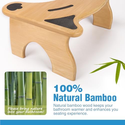 Taburete de Bambú JLKCTHH para Baño, Escalón Plegable de 7 Pulgadas con Almohadillas Antideslizantes - imagen 4
