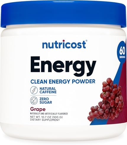 Nutricost Polvo de Bebida Energética (Uva) (60 Porciones) - Suplemento Pre Entreno con Sabores Naturales - Sin OGM, Sin Gluten - imagen 1