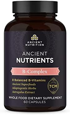 Suplemento de Complejo de Vitamina B Ancient Nutrition, 8 Vitaminas B Balanceadas, Apoya Niveles de Energía Saludables, Hierbas Adaptogénicas, - imagen 1