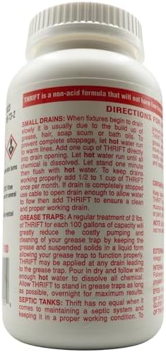 Limpiador de Drenaje Sin Olores Thrift T-100 – Activo con Agua Caliente para Drenajes Pequeños, Trampas de Grasa, Sistemas Sépticos y Líneas de - imagen 3