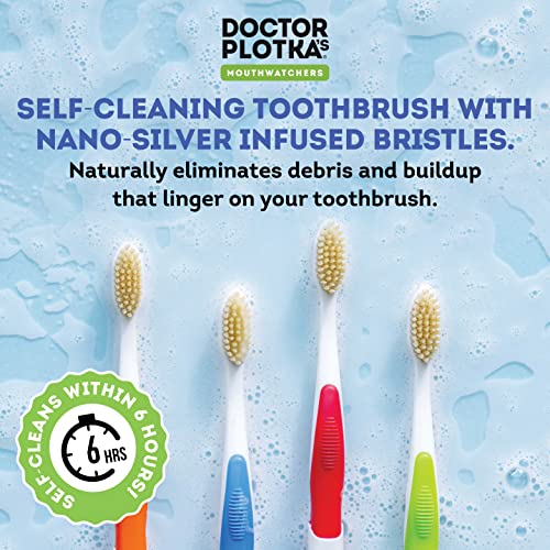 Cepillos de Dientes MOUTHWATCHERS para Adultos, Paquete de 6, Set Manual Ultra Limpio para Dientes y Encías Sensibles, por Dr. Plotka, Colores - imagen 4