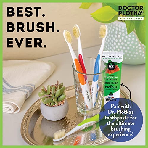 Cepillos de Dientes MOUTHWATCHERS para Adultos, Paquete de 6, Set Manual Ultra Limpio para Dientes y Encías Sensibles, por Dr. Plotka, Colores - imagen 5