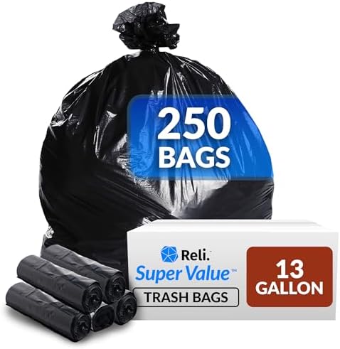 Bolsas de Basura Reli de 13 Galones | 250 Piezas | Negras | Altas para Cocina | Resistentes - imagen 1
