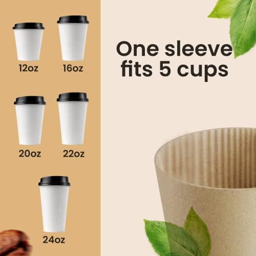 Mangas para Café Homelance 500 Pzs – Fundas de Papel Kraft Corrugado para Tazas de 12oz, 16oz, 20oz, 22oz y 24oz – Reciclables y Desechables – - imagen 3