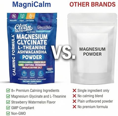 Suplemento en Polvo de Glicinato de Magnesio + L Teanina, Ashwagandha, Glicina, Apigenina, Melisa, GABA, 5HTP, Sal Rosa, Potasio, L Triptófano, - imagen 7