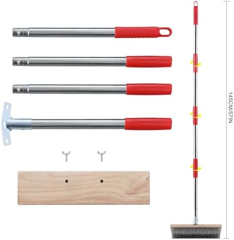 Escoba de Alambre Mitclear de Uso Pesado con Mango Telescópico (57 PULG), Cepillo de Cerda Metálica para Quitar Maleza y Musgo, Ideal para Patio, - imagen 3