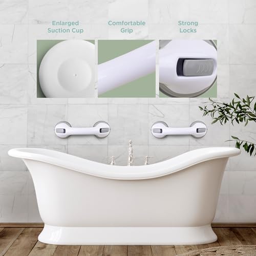 Barras de Agarre para Bañeras y Duchas, Juego de 2 Manijas de 12 Pulgadas para Asistencia a Personas Mayores, Succión Removible, Seguridad en Baño - imagen 5