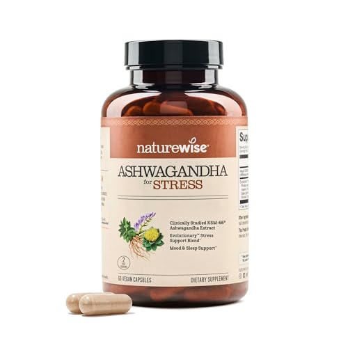 NatureWise Ashwagandha para el Estrés - Con Extracto KSM-66, GABA, L-Teanina, Rhodiola Rosea - Apoyo Herbal para el Ánimo y Sueño - Vegano, Sin OGM, - imagen 4