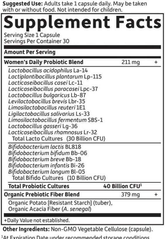 Garden of Life Dr. Formulated Probioticos Diarios para Mujeres, Vitaminas para Salud Digestiva e Inmunidad, 30 Cápsulas - imagen 3
