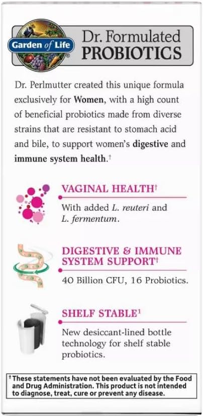 Garden of Life Dr. Formulated Probioticos Diarios para Mujeres, Vitaminas para Salud Digestiva e Inmunidad, 30 Cápsulas - imagen 6