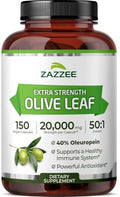 Zazzee Extracto de Hoja de Olivo Extra Fuerte 50:1, 40% Oleuropeína, 150 Cápsulas Veganas, Suministro para 5 Meses, Antioxidante Potente y Apoyo - imagen 1