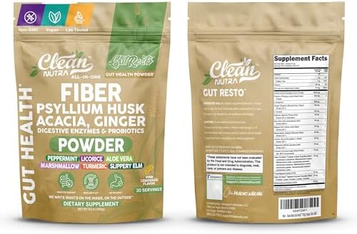 Suplemento de Fibra GutResto en Polvo de Psyllium con Probióticos, Enzimas Digestivas, Prebióticos y L-Glutamina, 30 Porciones - Clean Nutra - imagen 5