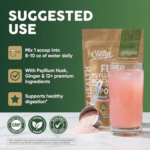 Suplemento de Fibra GutResto en Polvo de Psyllium con Probióticos, Enzimas Digestivas, Prebióticos y L-Glutamina, 30 Porciones - Clean Nutra - imagen 6