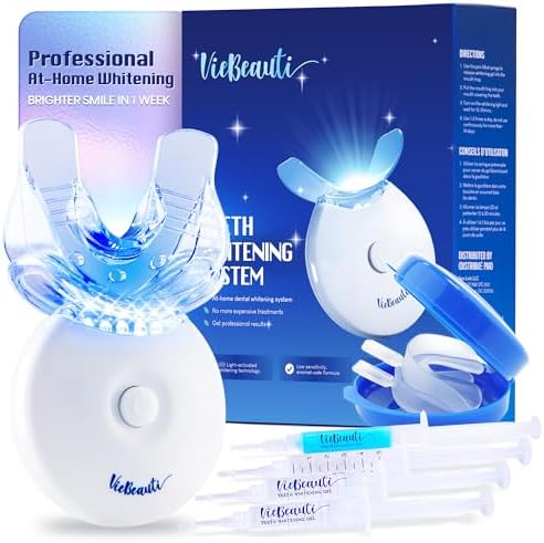 Kit de Blanqueamiento Dental VieBeauti con Luz LED para Dientes Sensibles, 35% Peróxido de Carbamida, Gel Remineralizante Sabor Menta Fresca - imagen 1