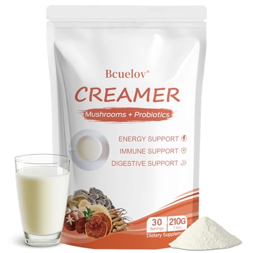Crema de Café de Champiñones, Polvo Superfood con 6 Hongos Adaptógenos y Probióticos para Energía, Enfoque y Digestión - 30 Porciones - imagen 1