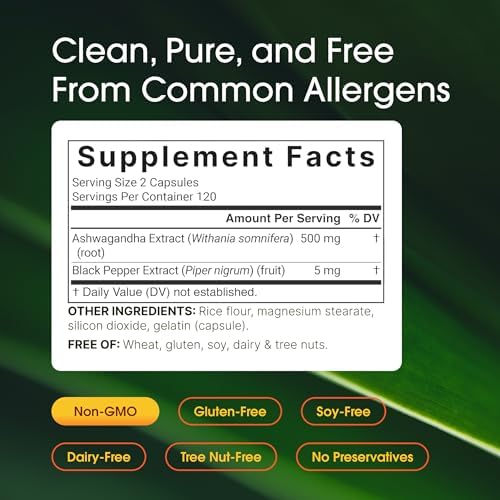 NatureBell Raíz de Ashwagandha con Extracto de Pimienta Negra - 240 Cápsulas - Adaptógeno de Alta Potencia para Calma, Relajación y Soporte - imagen 3
