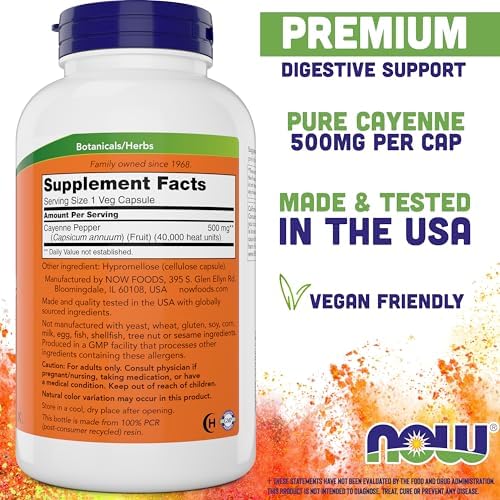 Now Cayenne (Capsicum annuum) 500 mg, 360 Cápsulas Veganas - imagen 2