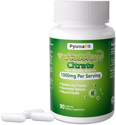 Suplemento de Potasio PYUNAFIT 1000mg - Citrato de Potasio para Calambres Musculares, Salud Muscular y Soporte Cardiaco, No GMO y Sin Gluten, 90 - imagen 1