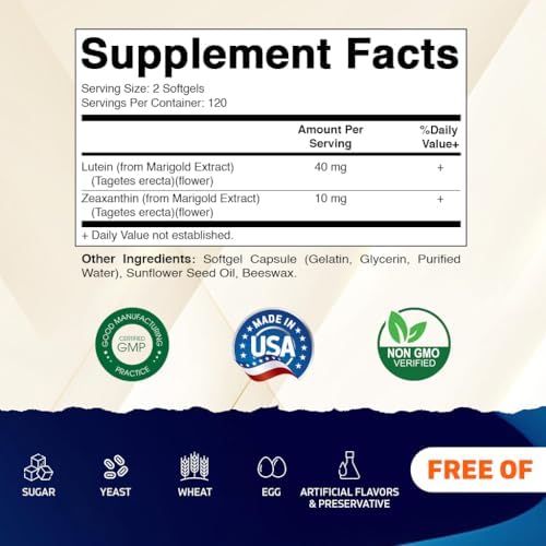Suplemento para la salud ocular Vitamatic Luteína 40mg con Zeaxantina 10mg, 240 cápsulas blandas - imagen 2